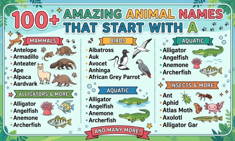 100+ Amazing Animal Names That Start With A