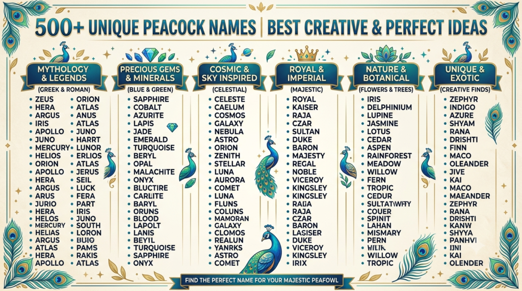 500+ Unique Peacock Names | Best Creative & Perfect Ideas