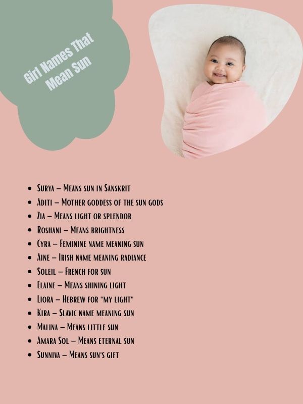 Girl Names That Mean Sun