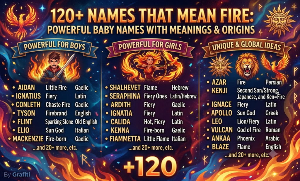 120+ Names That Mean Fire: Powerful Baby Names with Meanings & Origins