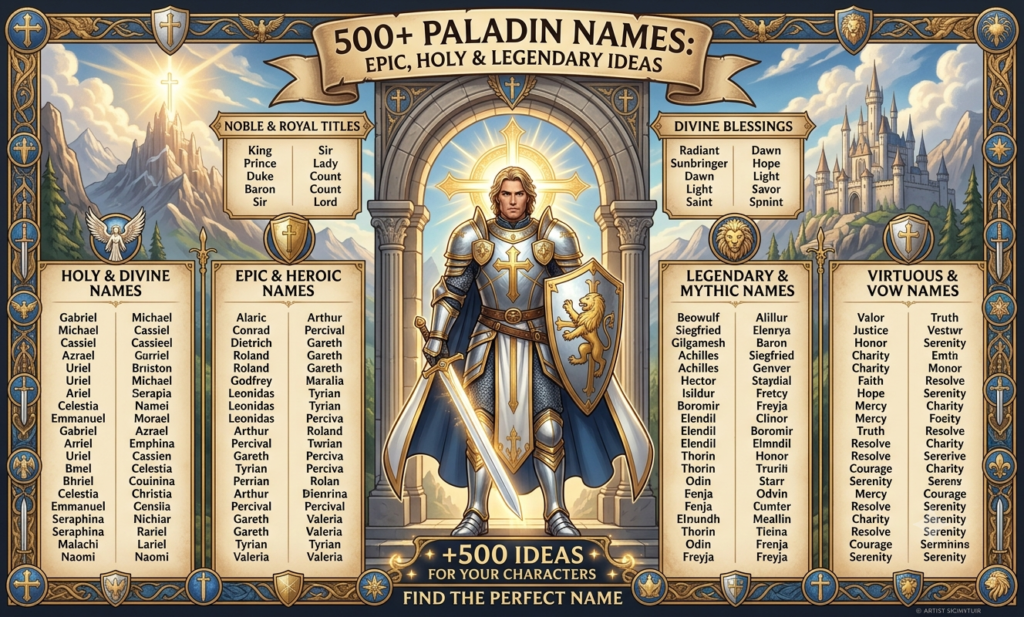 500+ Paladin Names: Epic, Holy & Legendary Ideas