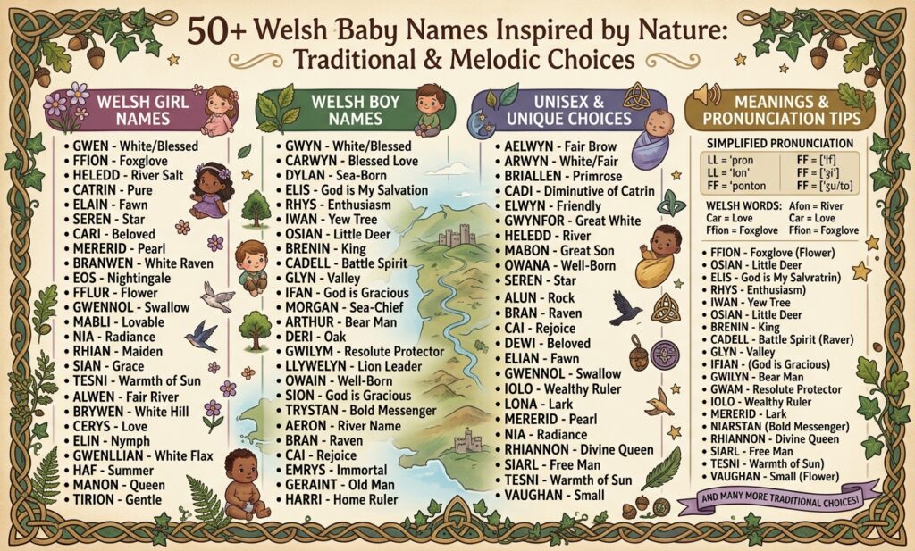 50+ Welsh Baby Names Inspired by Nature: Traditional & Melodic Choices