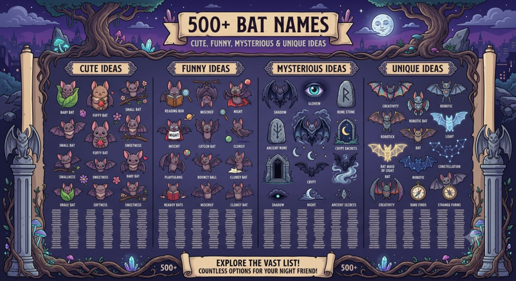 500+ Bat Names | Cute, Funny, Mysterious & Unique Ideas