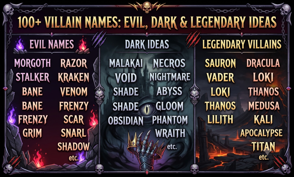 100+ Villain Names: Evil, Dark & Legendary Ideas