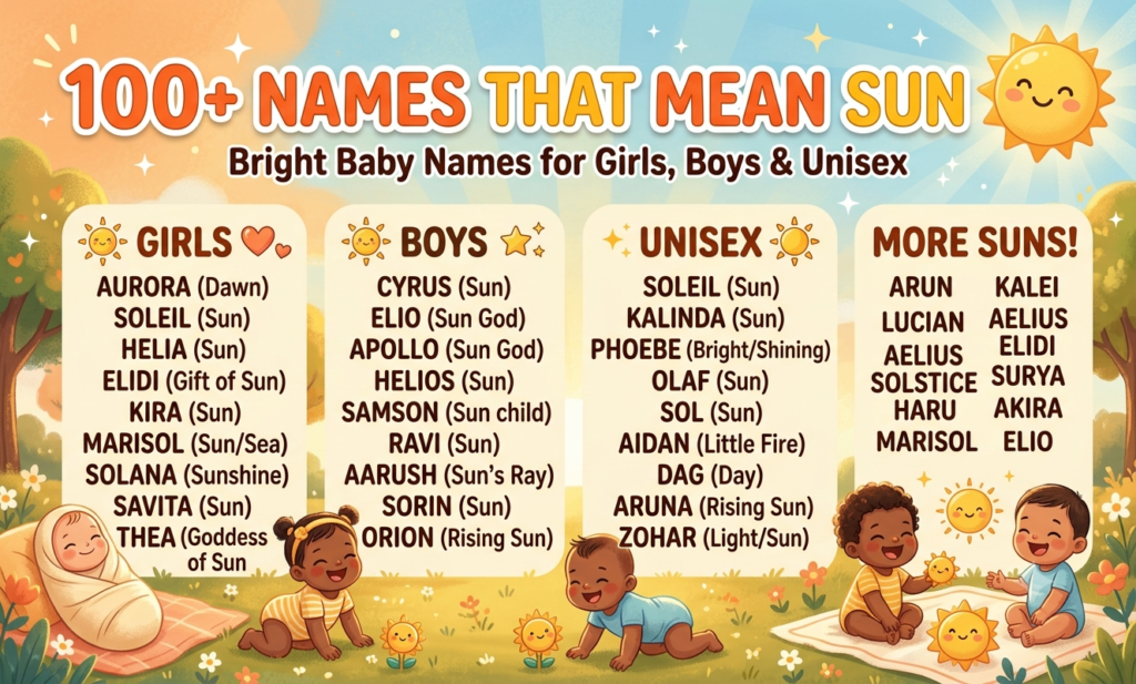 100+ Names That Mean Sun: Bright Baby Names for Girls, Boys & Unisex