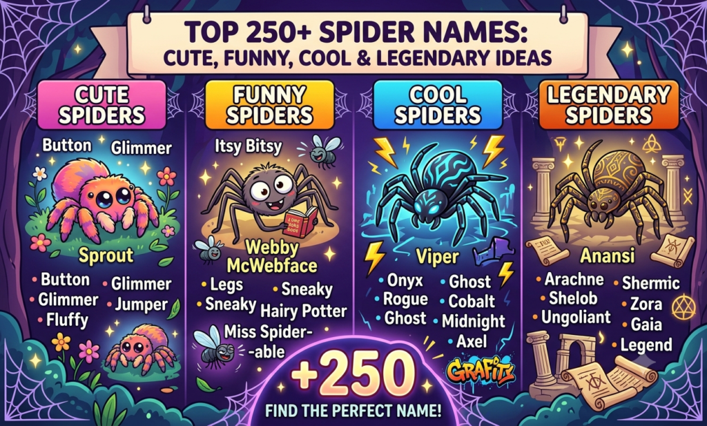Top 250+ Spider Names: Cute, Funny, Cool & Legendary Ideas