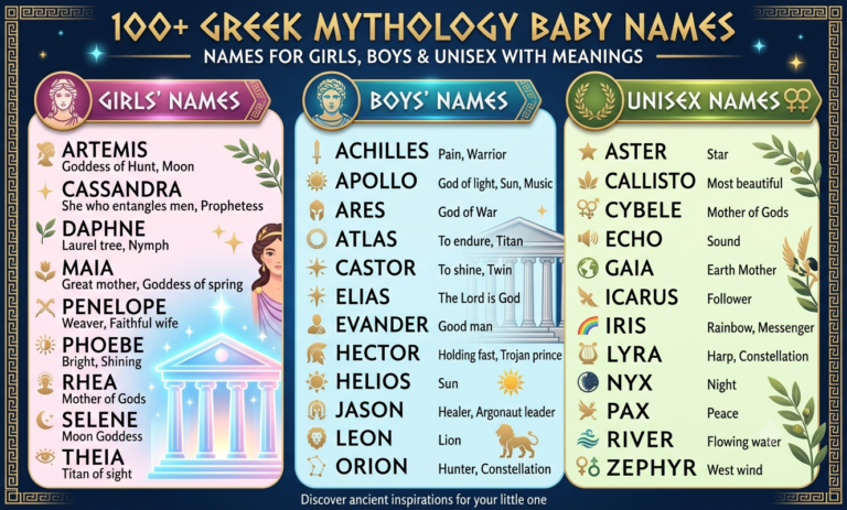 100+ Greek Mythology Baby Names: Names for Girls, Boys & Unisex with Meanings