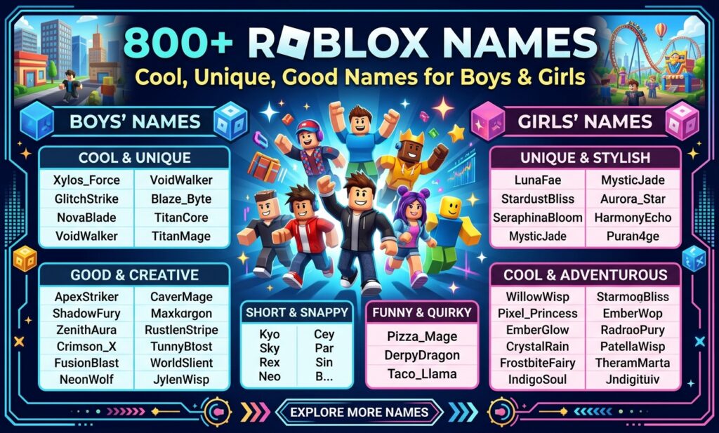 800+ Roblox Names | Cool, Unique, Good Names for Boys & Girls