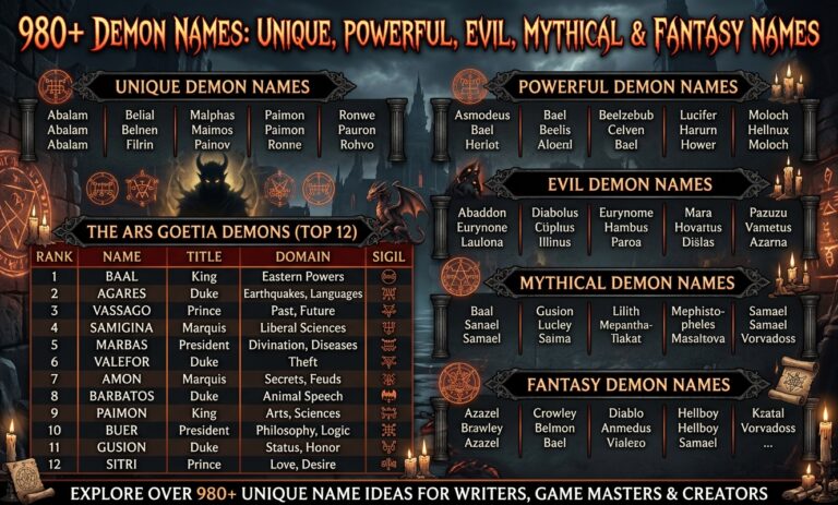 980+ Demon Names | Unique, Powerful, Evil, Mythical & Fantasy Names