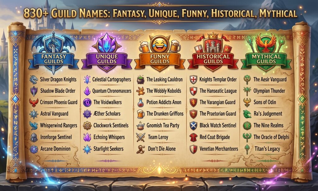 830+ Guild Names: Fantasy, Unique, Funny, Historical, Mythical